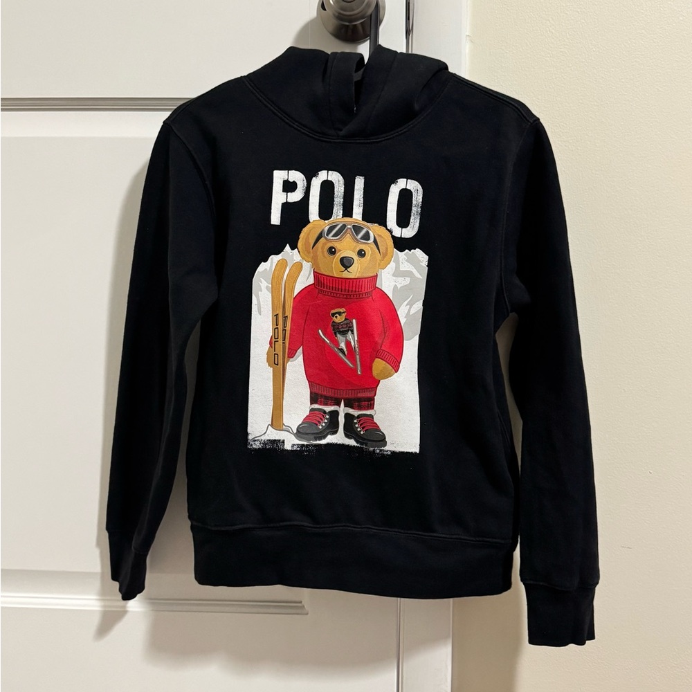 Polo by Ralph Lauren Black Hoodie Sweater with Bear Design